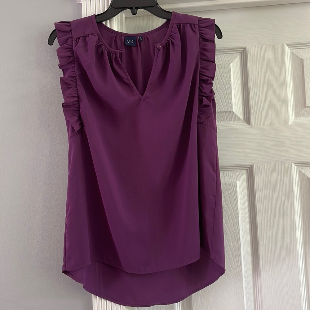 Kaari Blue Purple Ruffle Top